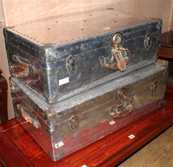 Two steel cases W.81cm & W.76cm